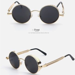 Steampunk sunglasses golden frame mirror lenses